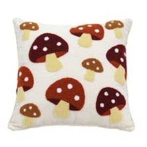 Textured Mushroom Pattern Throw Pillow - Cream, Brown, and Red, NWT